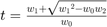 $t = \frac{w_{1} + \sqrt{ {w_{1}}^{2} - w_{0}w_{2}}}{w_{0}}$