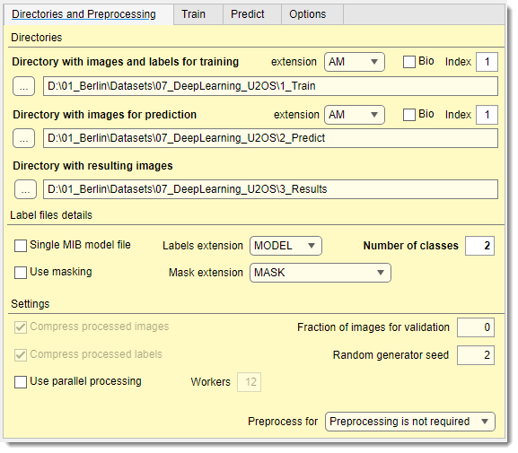 Deep learning workflow Directories and Preprocessing