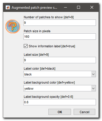 Augmented patches preview settings dialog