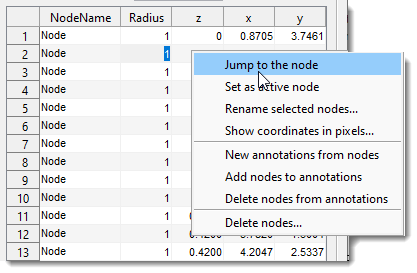 Lines 3D View nodes table