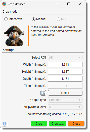 Crop Dataset Dialog