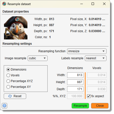 Resample Dataset Dialog