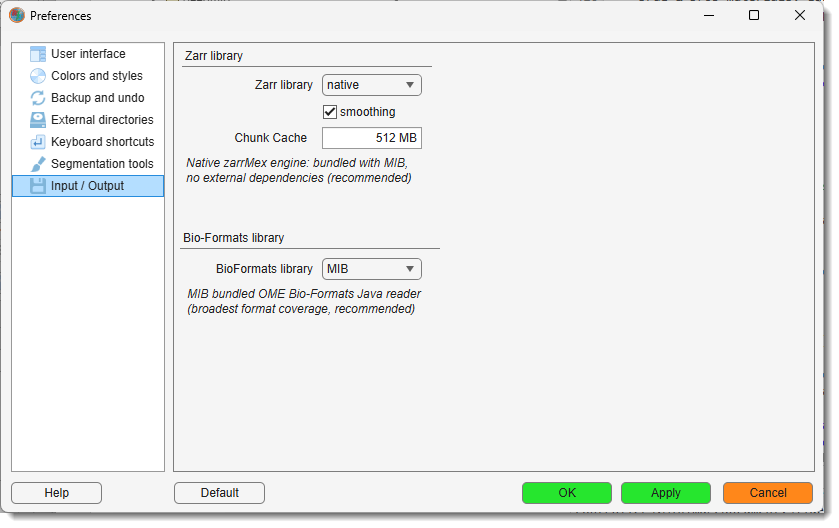 Input / Output Preferences