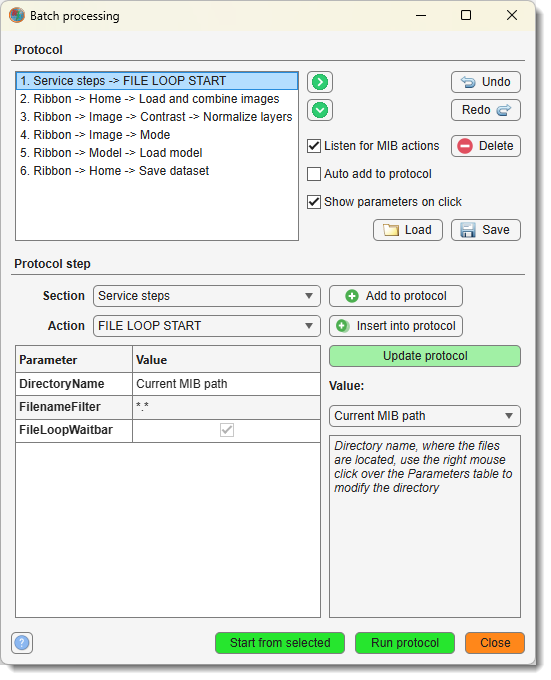 Batch Processing Dialog