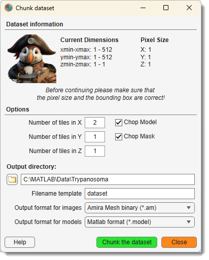 Chopped images -> Export Dialog