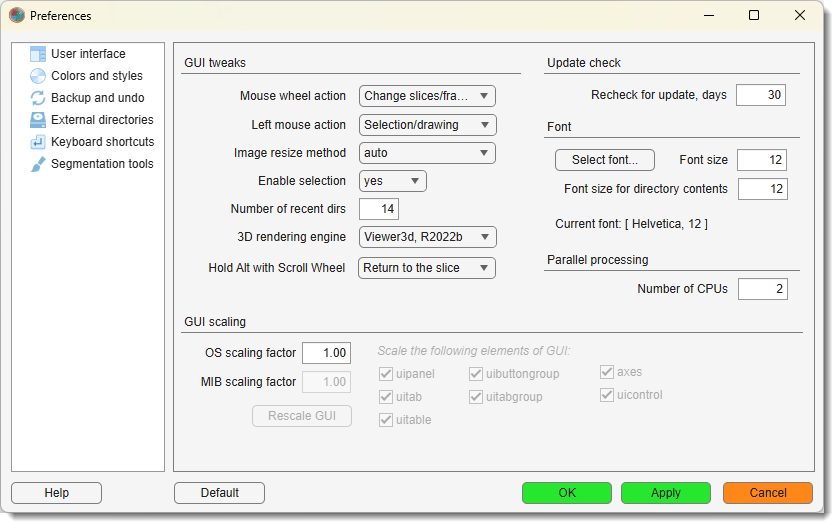 MIB Preferences dialog