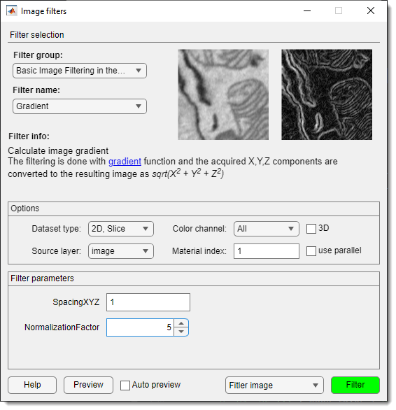 Image Filters dialog