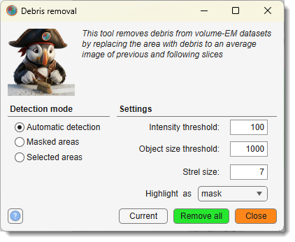 Debris Removal dialog