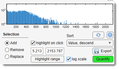 Histogram and object selection