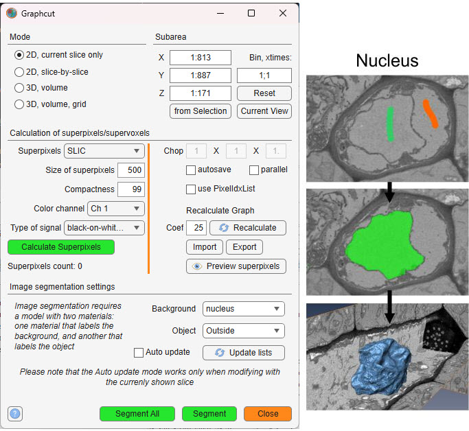 Graphcut segmentation interface