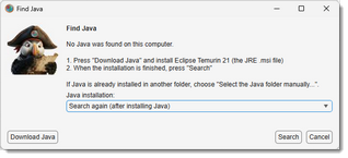 Missing Java dialog 2