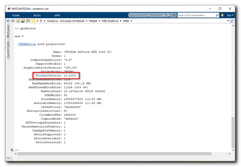 MATLAB: CUDA Toolkit version